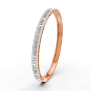 3.79 Ct Baguette & Round Natural Moissanite Women's Bangle Bracelet 14K Gold Plated